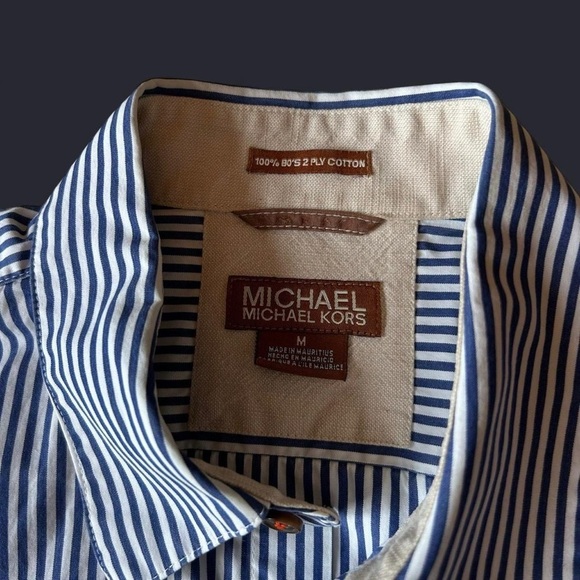 Michael Kors Men’s Striped Short Sleeve Shirt - Size M - 100% Cotton - Picture 3 of 5